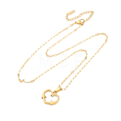201 Stainless Steel Pendant Necklace for Women NJEW-F335-02G-05-1
