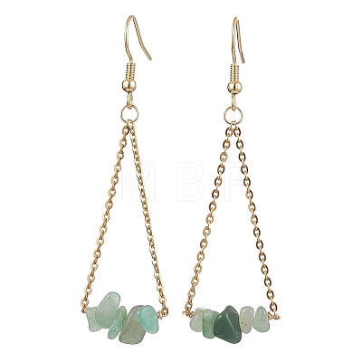 304 Stainless Steel with Natural Mixed Stone Dangle Earrings EJEW-JE06010-1