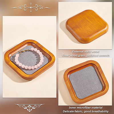 Wood Jewelry Storage Tray with Velvet Mat Inside ODIS-WH0017-081B-1