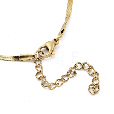 304 Stainless Steel Flat Snake Chain Bowknot Pendant Necklaces for Women NJEW-Z050-01G-02-1