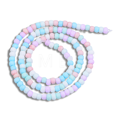 Opaque Spray Painted Glass Bead Strands GLAA-N047-07-03-1