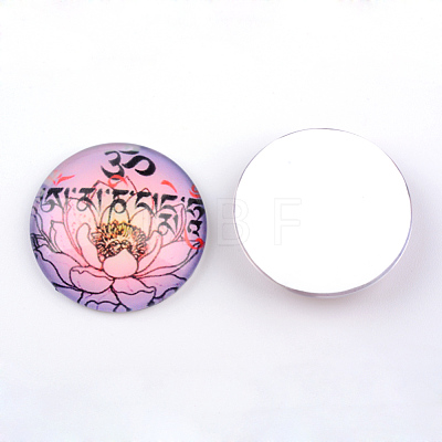 Yoga Theme Glass Cabochons X-GGLA-L011-25mm-01-1