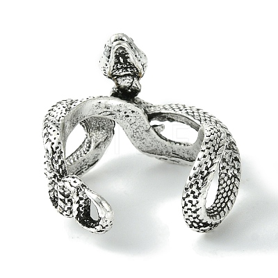 Snake Alloy Open Cuff Rings RJEW-K275-57AS-1