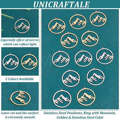 Unicraftale 12Pcs 2 Colors 201 Stainless Steel Pendants STAS-UN0042-10-1