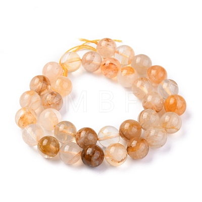 Natural Yellow Hematoid Quartz/Golden Healer Quartz Beads Strands G-M369-03A-1