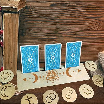 Natural Wood Card Stand for Tarot DJEW-WH0034-02J-1