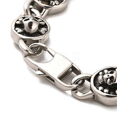 304 Stainless Steel Skull Link Chain Bracelets BJEW-E094-08AS-1