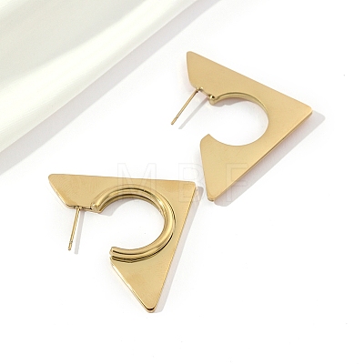 201 Stainless Steel Triangle Stud Earrings EJEW-D084-10G-1