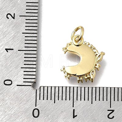 Brass Micro Pave Clear Cubic Zirconia with Glass Charms KK-G525-06G-1