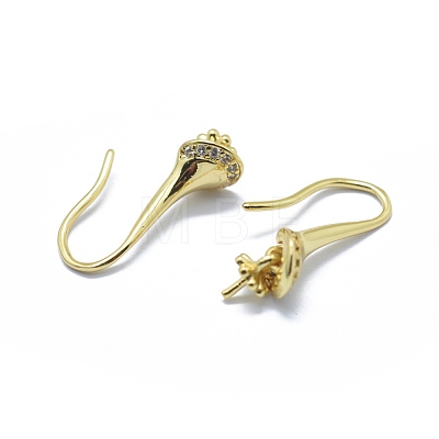 Brass Micro Pave Cubic Zirconia Earring Hooks KK-F795-05G-1