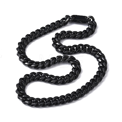 12MM 201 Stainless Steel Cuban Link Chain Necklaces for Women Men NJEW-F360-01EB-1