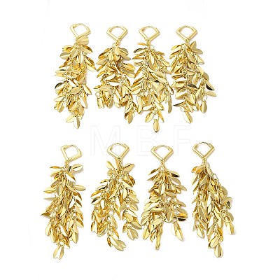 Rack Plating Brass Leaf Dangle Hoop Earring EJEW-E270-06G-1