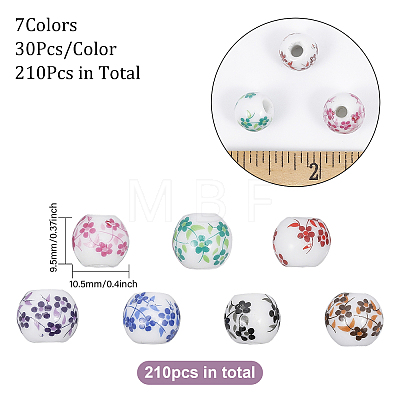 CHGCRAFT 210Pcs 7 Colors Handmade Porcelain Beads PORC-CA0001-16-1