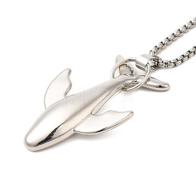 Alloy Whale Pendant Necklaces NJEW-R001-02P-1