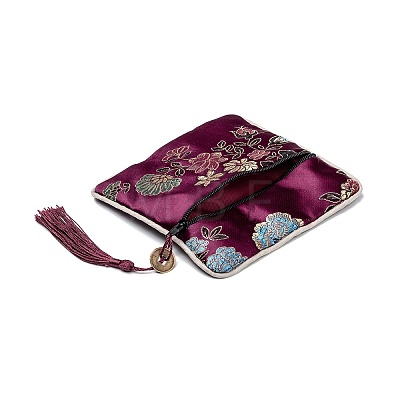 Chinese Brocade Tassel Zipper Jewelry Bag Gift Pouch LS-ABAG-F005-06-1