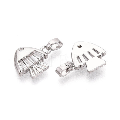 Brass Micro Pave Clear Cubic Zirconia Charms KK-N259-14P-1