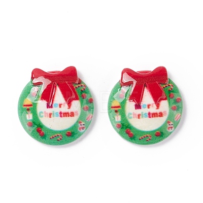 Christmas Themed Opaque Resin Cabochons CRES-P022-10-1
