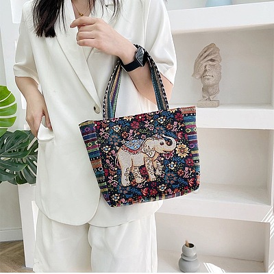 Nylon Canvas Embroidery Shoulder Bags PW-WG47721-02-1