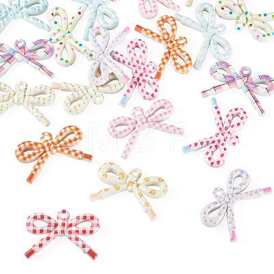 22Pcs 11 Colors Opaque Printed Acrylic Pendants MACR-TA0002-87-1