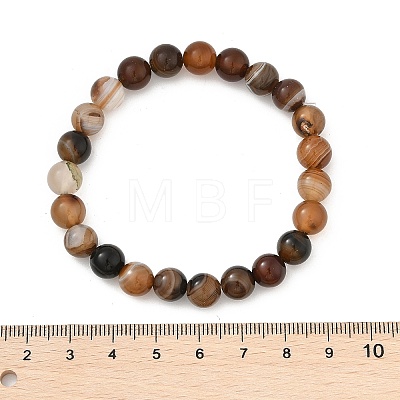 Natural Striped Agate/Banded Agate Beaded Stretch Bracelets X-BJEW-Q692-03I-1