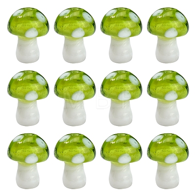 10Pcs Mushroom Handmade Lampwork Beads LAMP-YW0001-08A-1