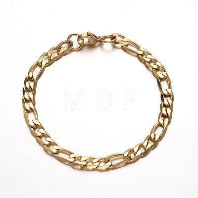 Trendy 304 Stainless Steel Figaro Chain Bracelets BJEW-L510-09-1