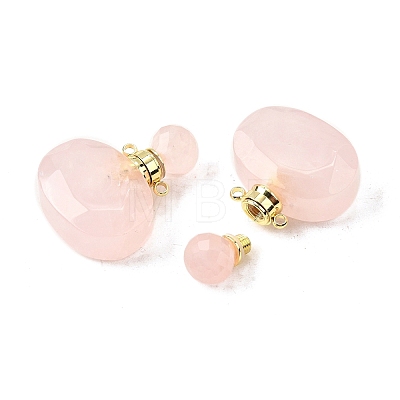 Natural Rose Quartz Perfume Bottle Pendants G-L623-07G-04-1