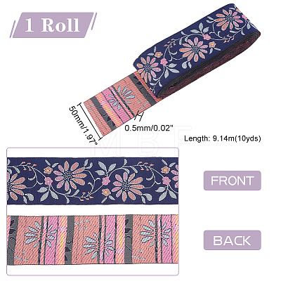 10 Yards Ethnic Style Embroidery Polyester Ribbons OCOR-WH0067-77B-1