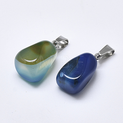 Natural Banded Agate/Striped Agate Pendants G-T122-20H-1