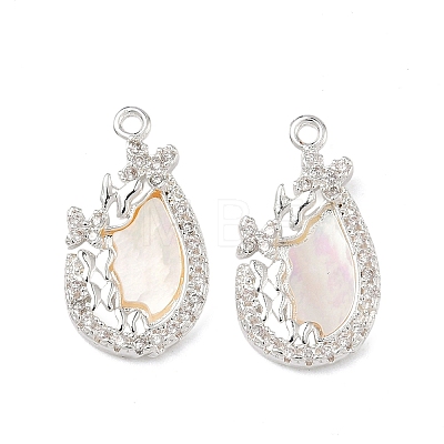 Brass Micro Pave Clear Cubic Zirconia Pendants KK-C168-28S-1