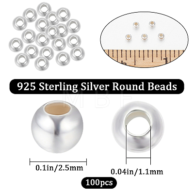 Beebeecraft Round 925 Sterling Silver Beads STER-BBC0005-39B-1