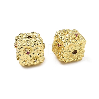 Brass Micro Pave Cubic Zirconia Beads KK-D224-10G-1
