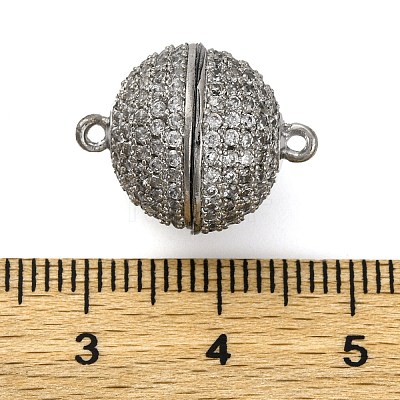 Brass Micro Pave Clear Cubic Zirconia Magnetic Clasps KK-A230-02A-P-1