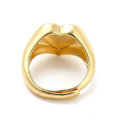 Rack Plating Brass Heart Singet Adjustable Ring for Women RJEW-E064-02G-1