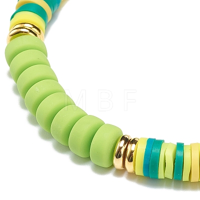 7Pcs 7 Color Handmade Polymer Clay Disc Surfer Stretch Bracelets Set BJEW-JB08798-1