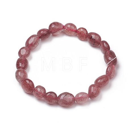 Natural Strawberry Quartz Stretch Beaded Bracelets BJEW-K213-C12-1