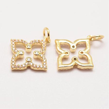 Brass Micro Pave Grade AAA Cubic Zirconia Pendants ZIRC-G090-44G-NR-1