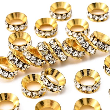 Brass Rhinestone Spacer Beads RSB301-G-1