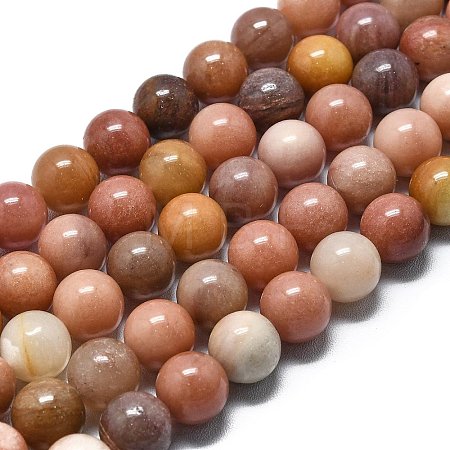 Natural Petrified Wood Round Beads Strands G-D356-C01-12mm-1