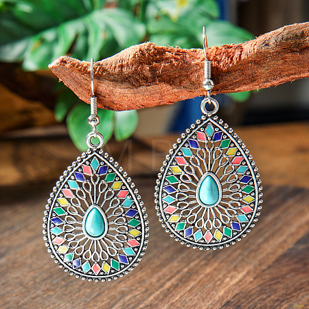 Bohemian Style Alloy Acrylic Dangle Earrings WGAEF55-06-1