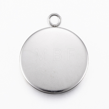 Non-Tarnish 304 Stainless Steel Pendant Cabochon Settings X-STAS-E146-18P-20mm-1