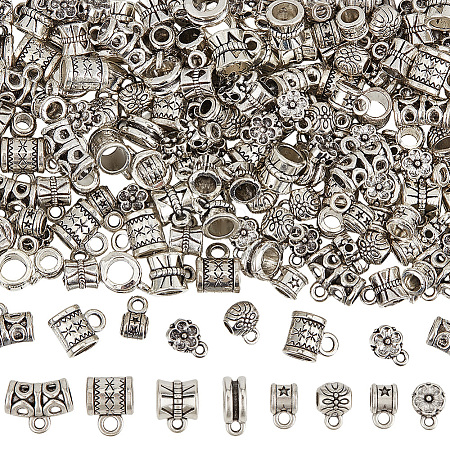 200Pcs 10 Styles Tibetan Style Alloy Tube Bails TIBE-PA0001-20-1