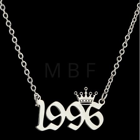 Crown Birth Year 201 Stainless Steel Pendant Necklaces for Women FS-WG4E8F2-57-1