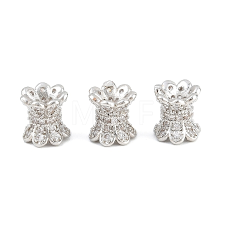 Brass Micro Pave Clear Cubic Zirconia Beads CU-CBA6A75-11P-1
