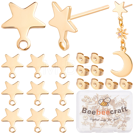 15 Pairs 304 Stainless Steel Stud Earring Findings STAS-BBC0010-24-1