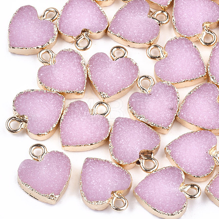 Electroplate Druzy Resin Pendants X-RESI-S366-01G-1