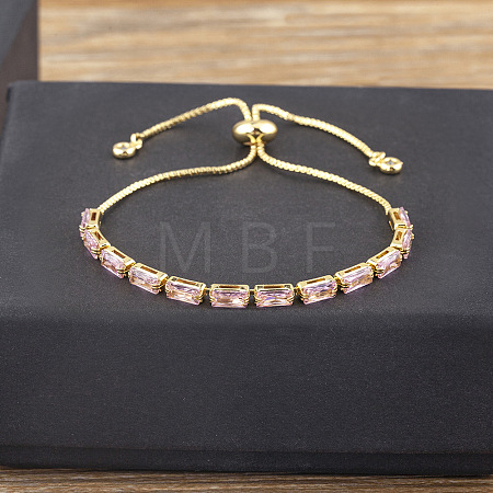 Brass Micro Pave Cubic Zirconia Slider Bracelets FS-WG49F5F-07-1