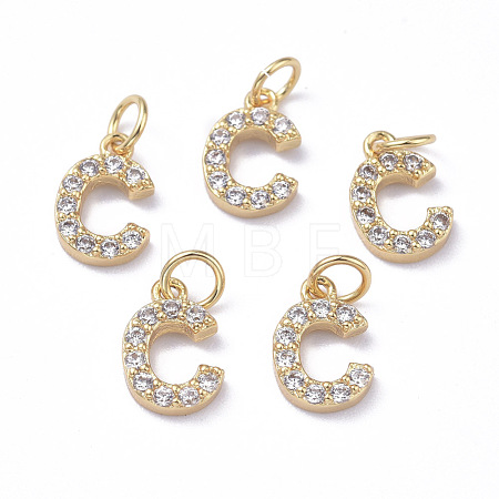 Brass Micro Pave Grade AAA Cubic Zirconia Charms ZIRC-P067-11G-C-NR-1
