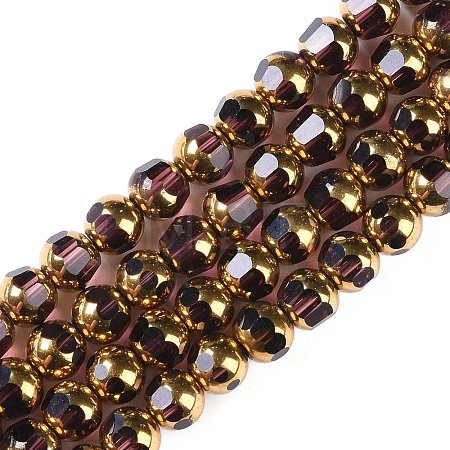 Electroplate Glass Beads Strands X-EGLA-Q128-04A-FP05-1