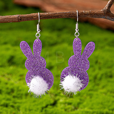 Acrylic & Polyester Dangle Earrings FS-WG4D8FB-01-1